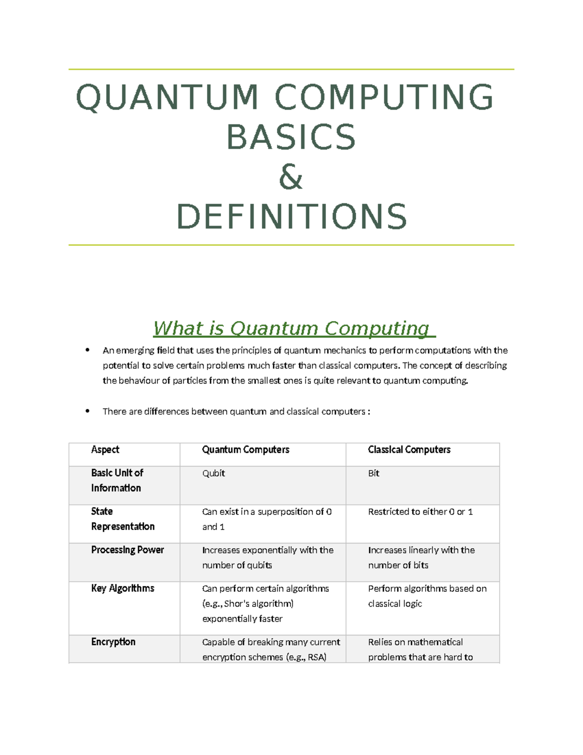 Quantum Computing - This is a brief summary of an understanding on the ...
