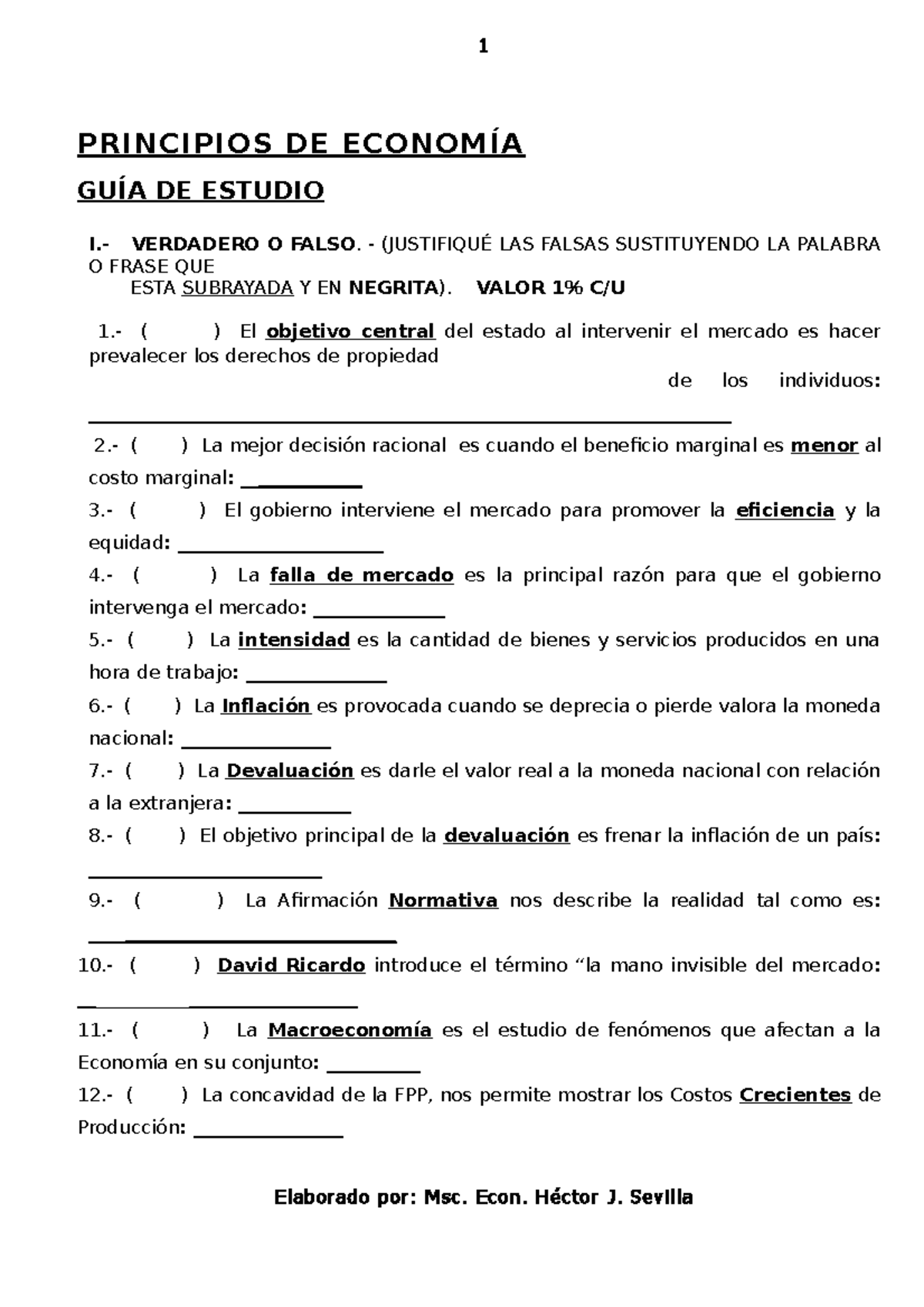 Guia Primer Parcial - Guía De Estudio - PRINCIPIOS DE ECONOMÍA GUÍA DE ...