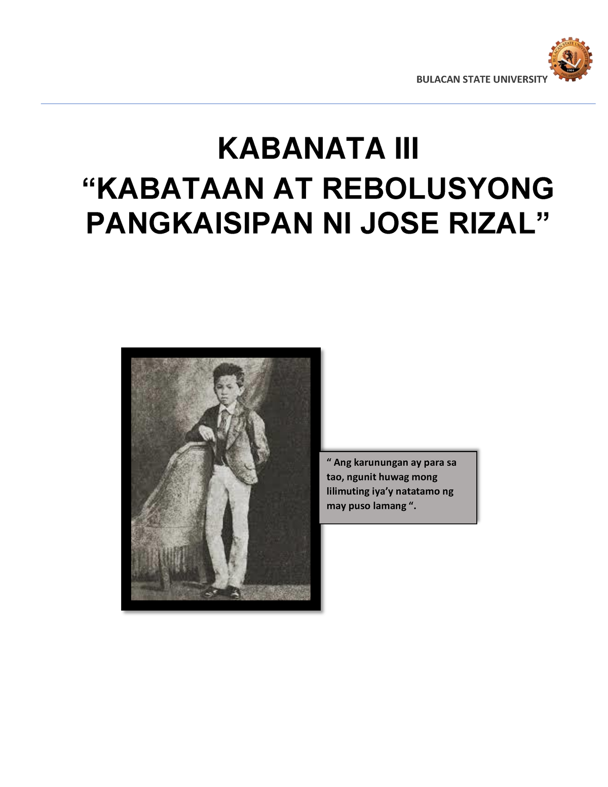 Kabanata Iii Life And Works Of Rizal Kabanata Iii Kabataan At Rebolusyong Pangkaisipan Ni 9690