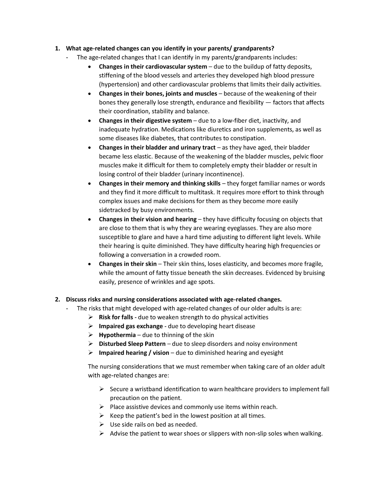 314 Course TASK 2 - What age-related changes can you identify in your ...