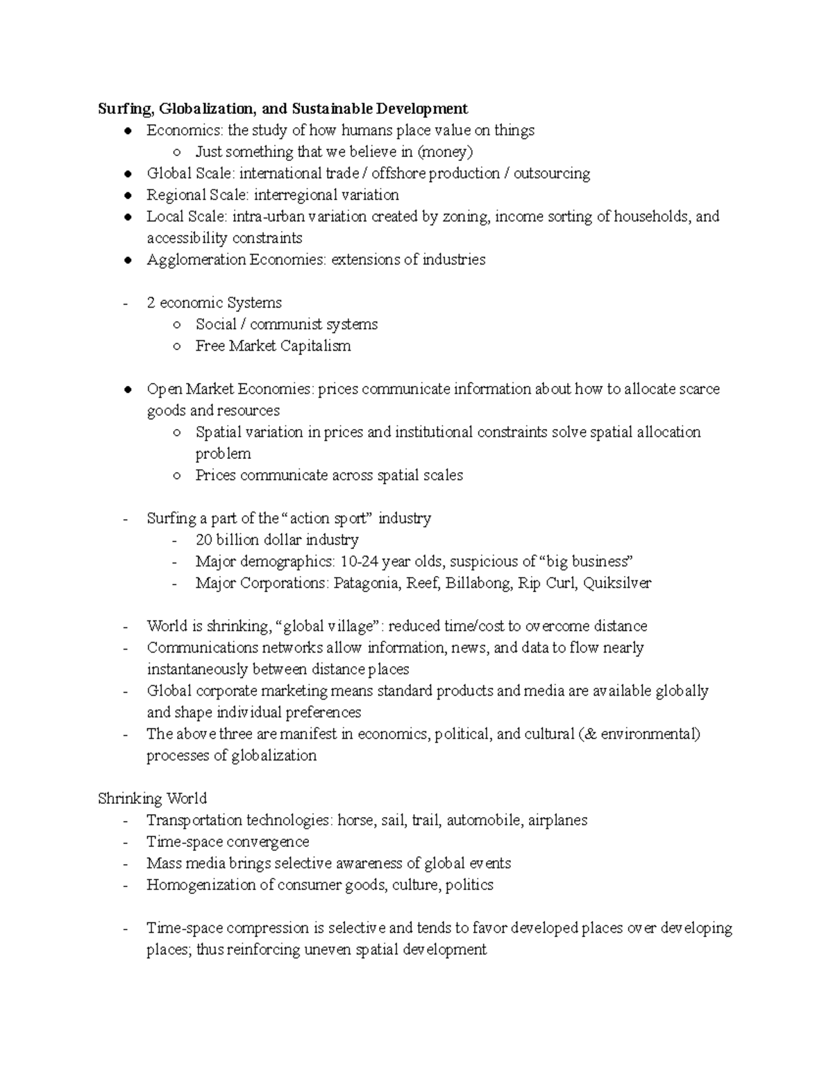 Geography of Surfing Surfing, Globalization, and Sustainable