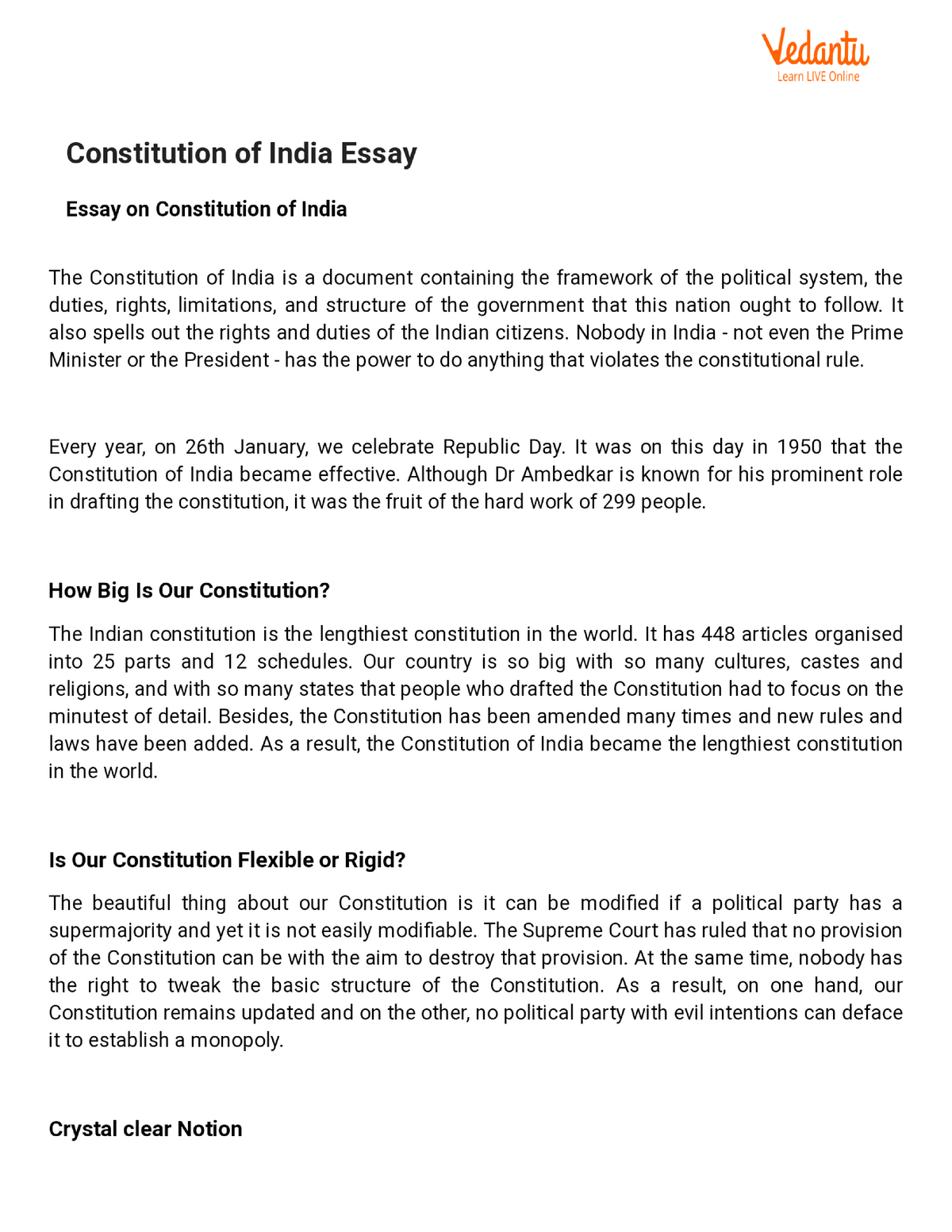 essay constitutional values of india