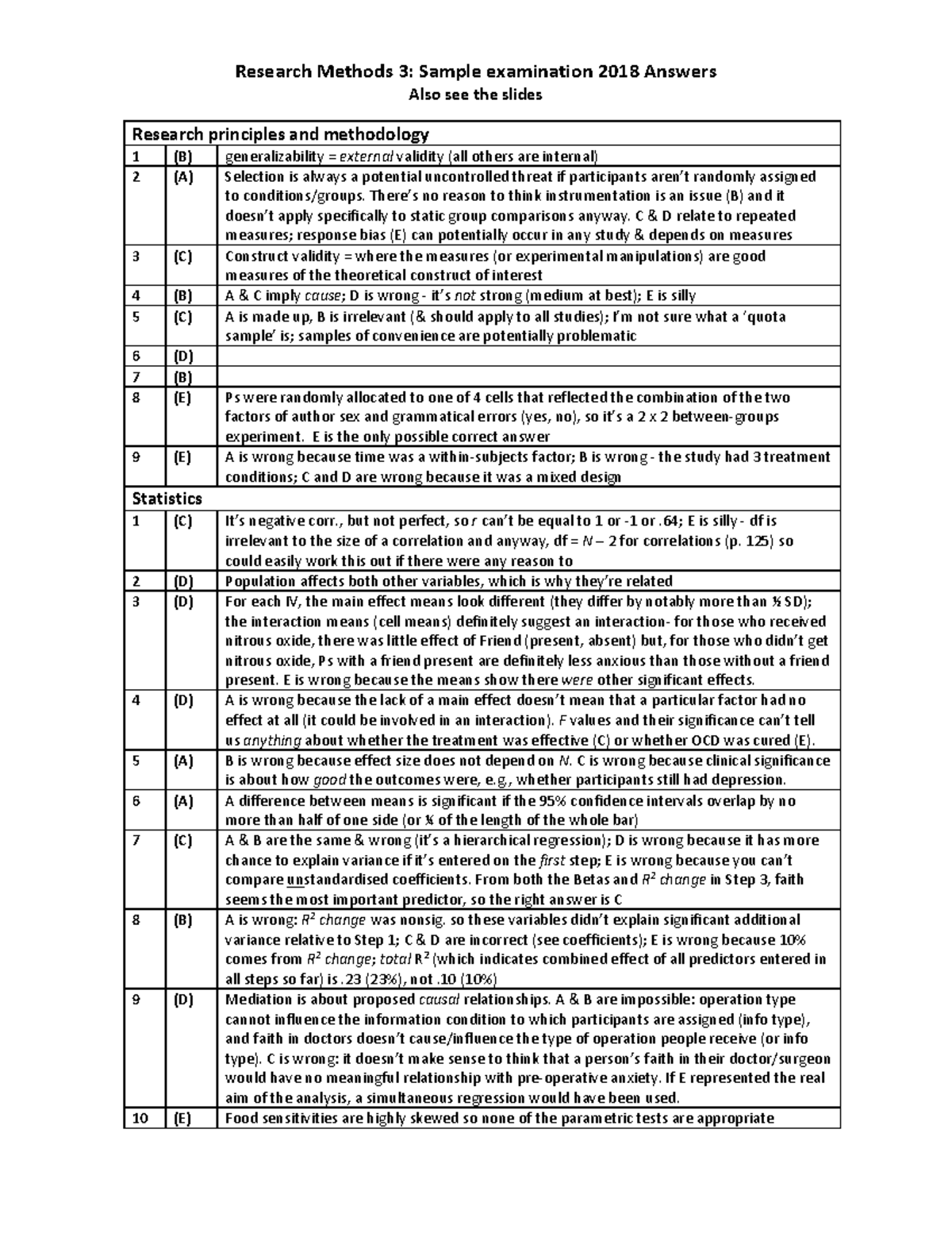 Sample/practice exam 11 November 2019, answers - Research Methods 3 ...
