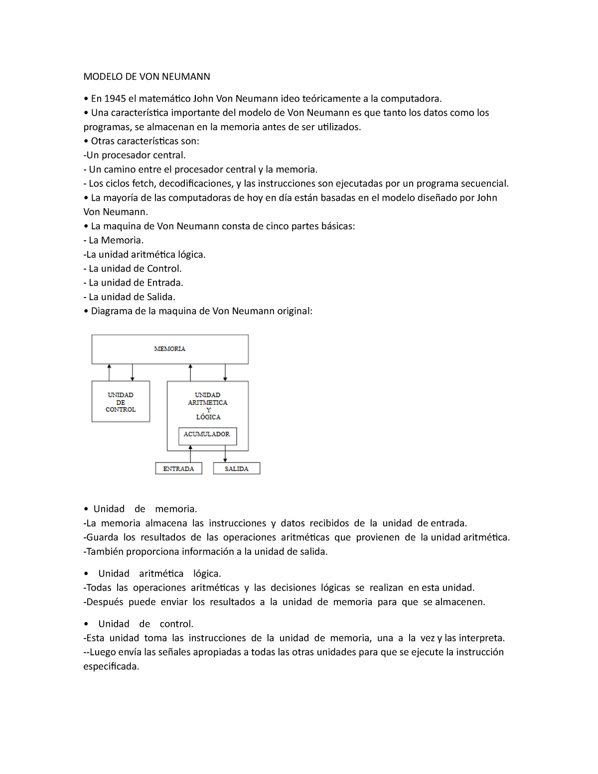 Modelo DE VON Neumann - MODELO DE VON NEUMANN En 1945 el matemático John  Von Neumann ideo - Studocu