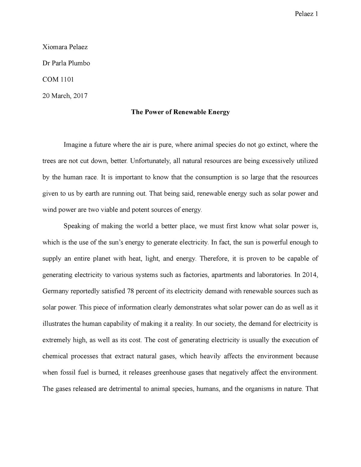 essay on xiomara