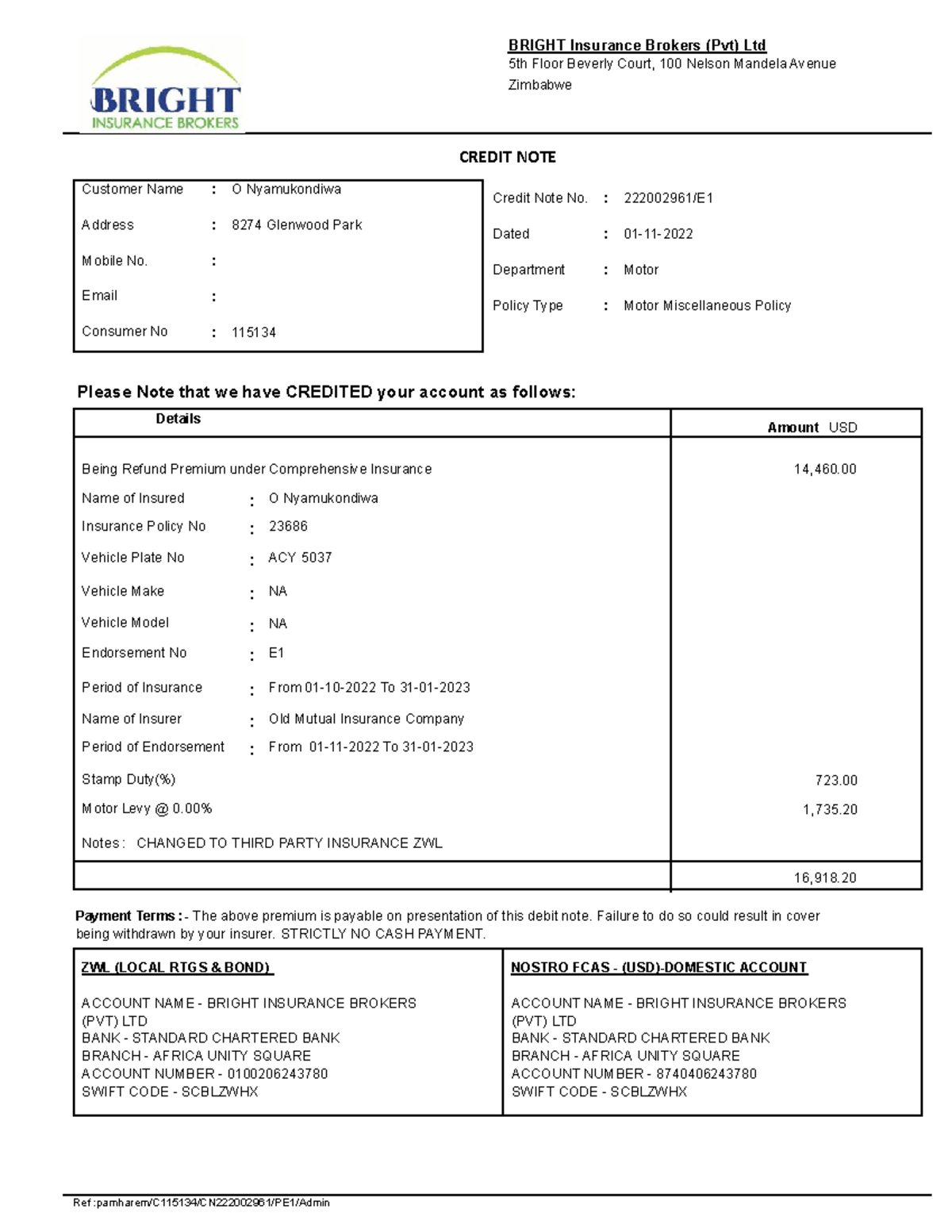 Crystal Report Viewer 1 - BRIGHT Insurance Brokers (Pvt) Ltd 5th Floor ...