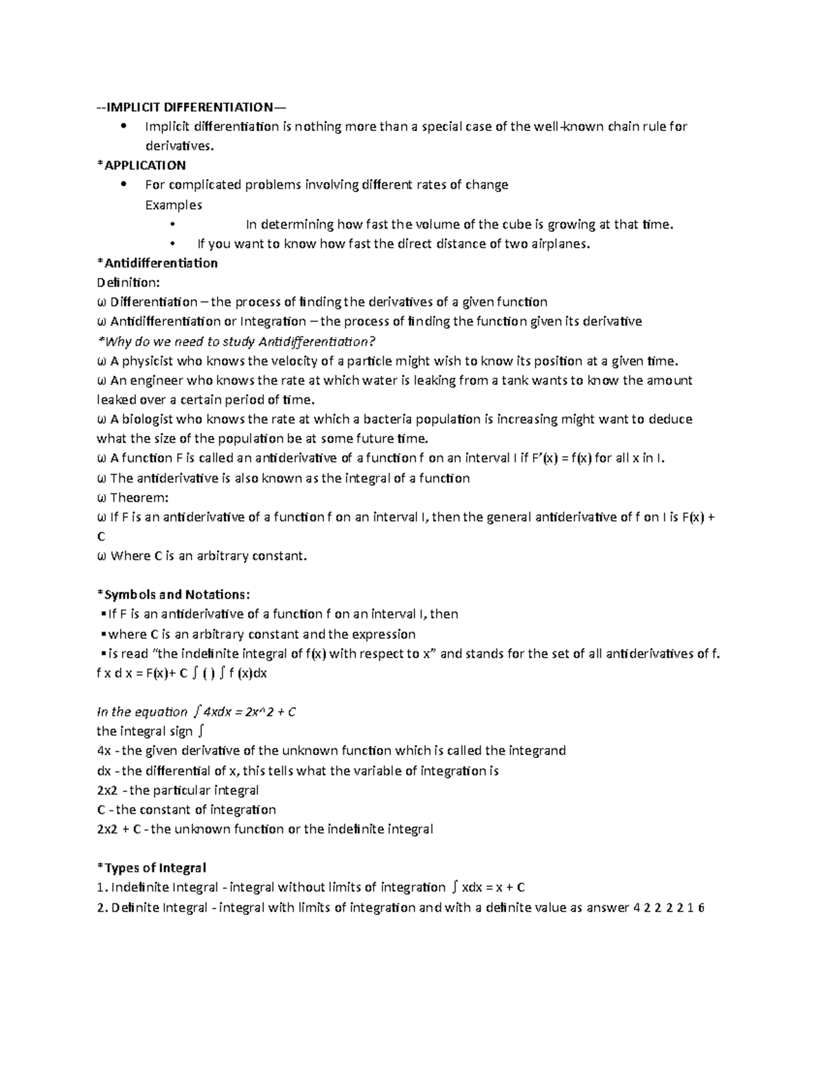 Differentiation AND Integral Notes -IMPLICIT DIFFERENTIATION— Implicit ...