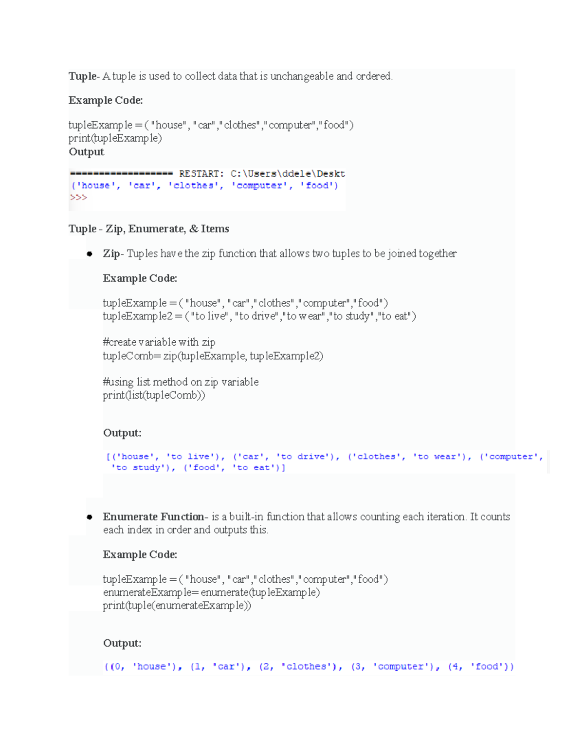 Discussion Forum Unit 7 - Tuple - A tuple is used to collect data that ...