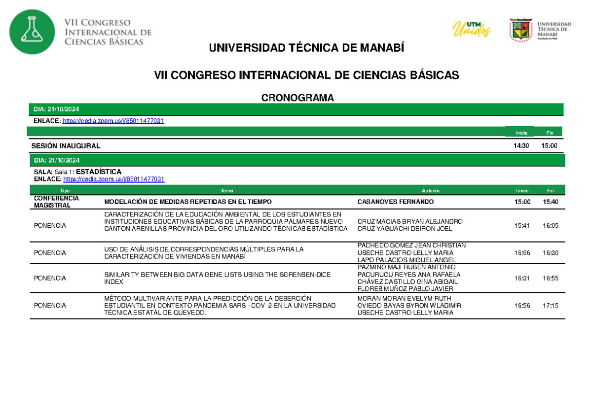 VII Congreso Internacional de Ciencias Básicas - Programa - VII ...