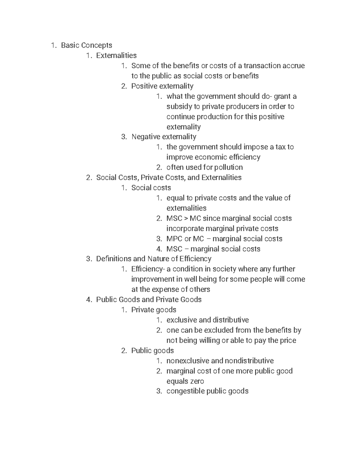 Chapter 7 Government and Public Sector Basic Concepts Externalities