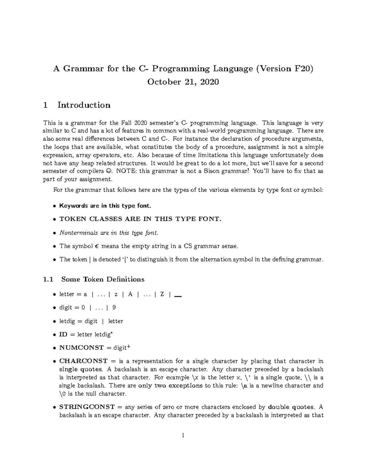 C-Grammar - C Grammar - A Grammar for the C- Programming Language ...