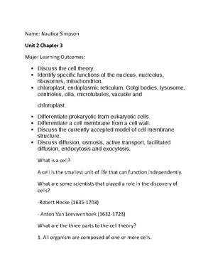 Cell Structure and Function - Cell Structure and Function: Notes ...