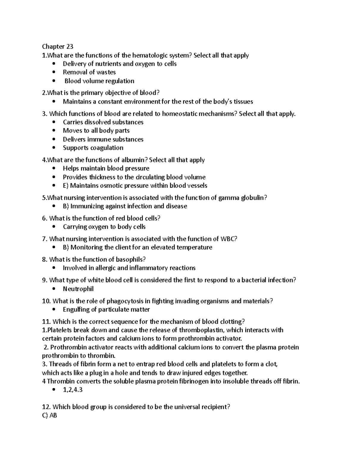 Chapter 23 - Quiz question - Chapter 23 1 are the functions of the ...