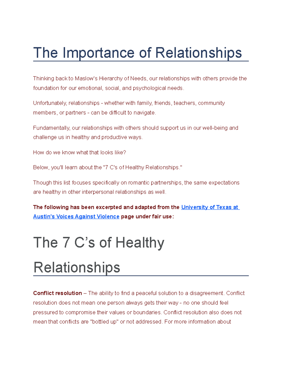 write an essay on the importance of relationship