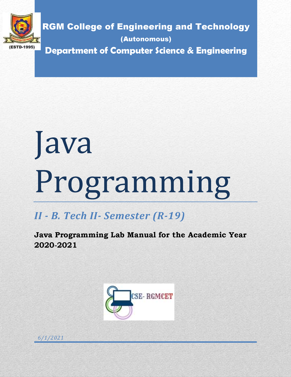 Java LAB - Java Programming - Java Programming II - B. Tech II ...