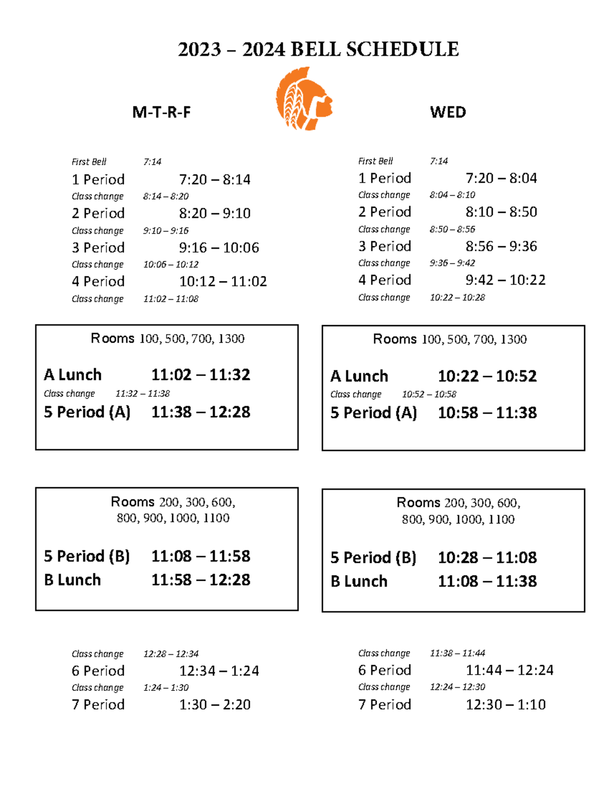 20232024 Boone Bell Schedule 2023 202 4 BELL SCHEDULE First Bell 7