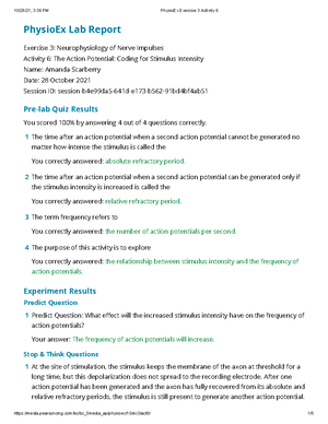Lab Report Physio Ex Exercise 2 Activity 7 - HSC207 - Jersey College ...