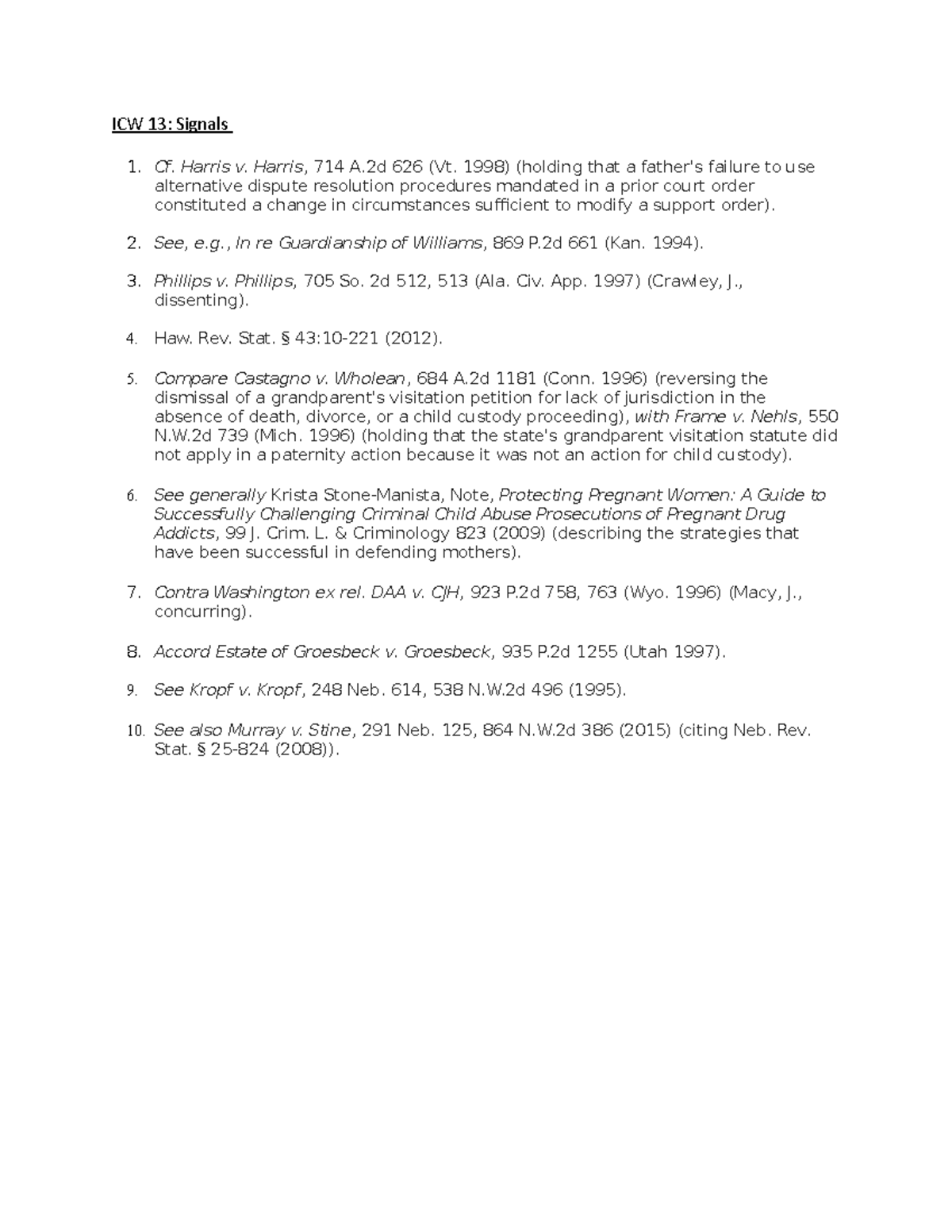ICW 13 ( Signals) ICW excercise 13 ICW 13 Signals Cf. Harris v