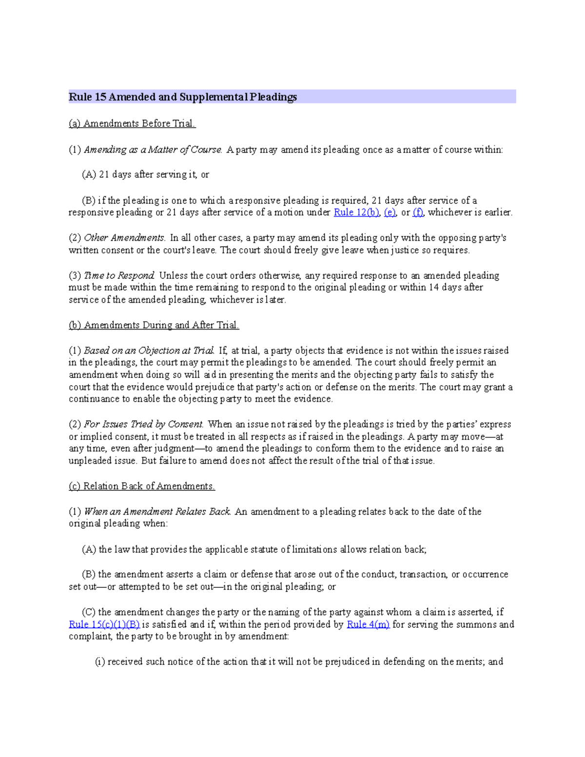 responsive pleadings