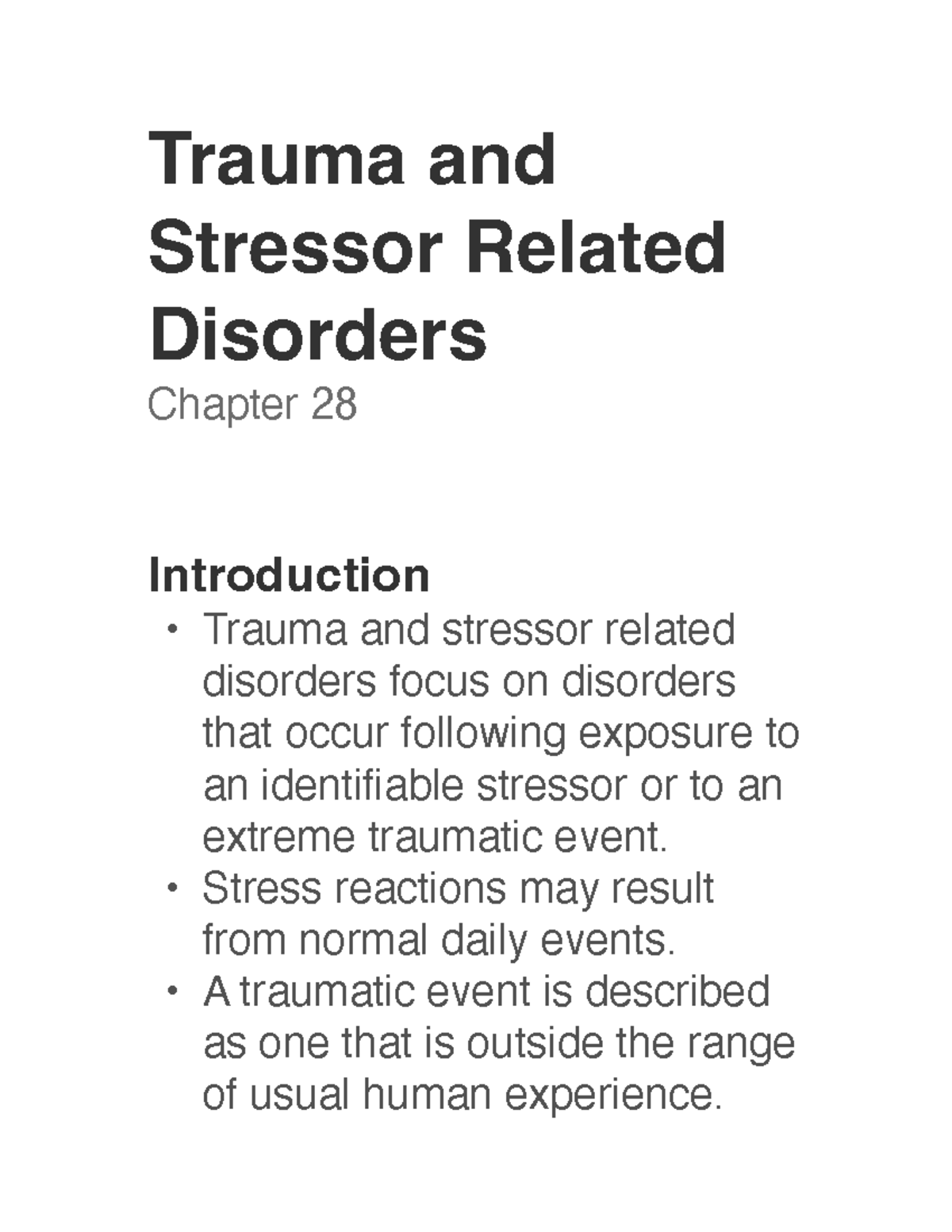 Chapter 28-Trauma-Stressor-Related Disorders-3 - Trauma And Stressor ...