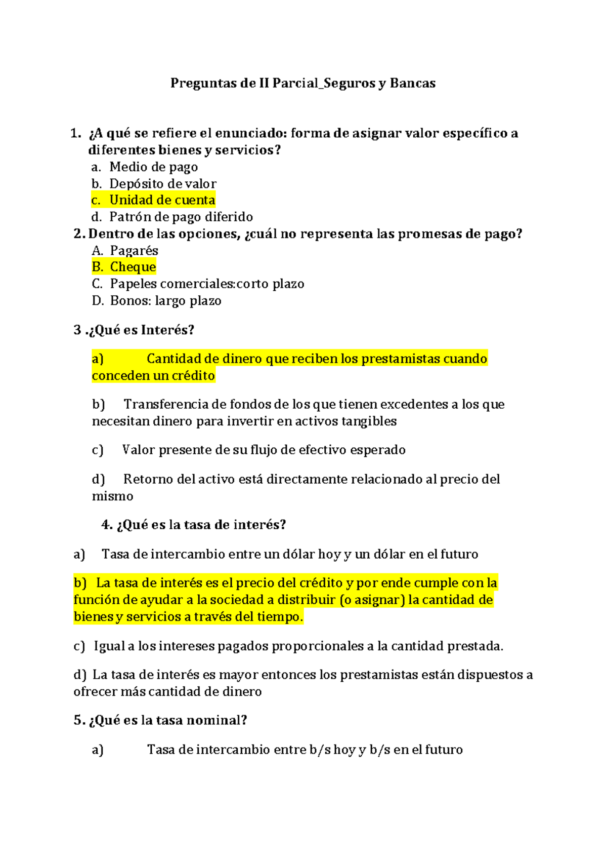 Estudiar Preguntas de II Parcial Seguros y Bancas - Preguntas de II ...