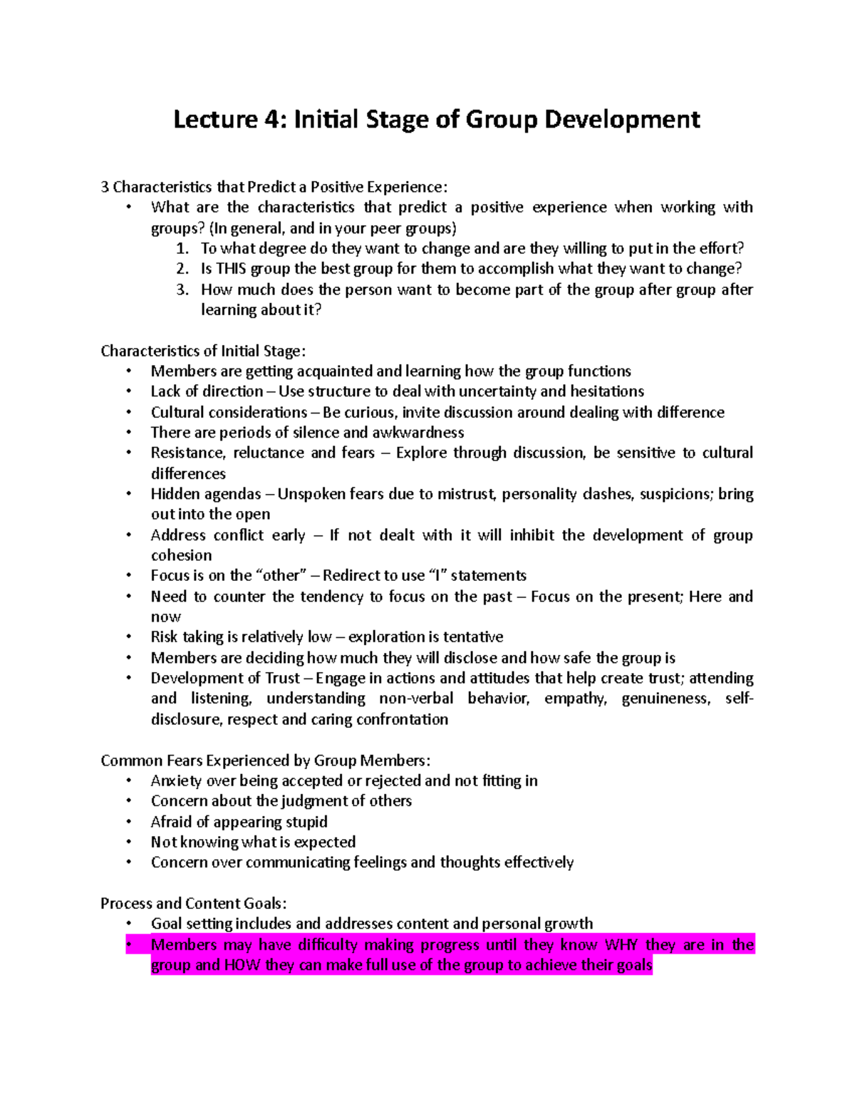 Lecture 4- Initial Stage - To what degree do they want to change and ...