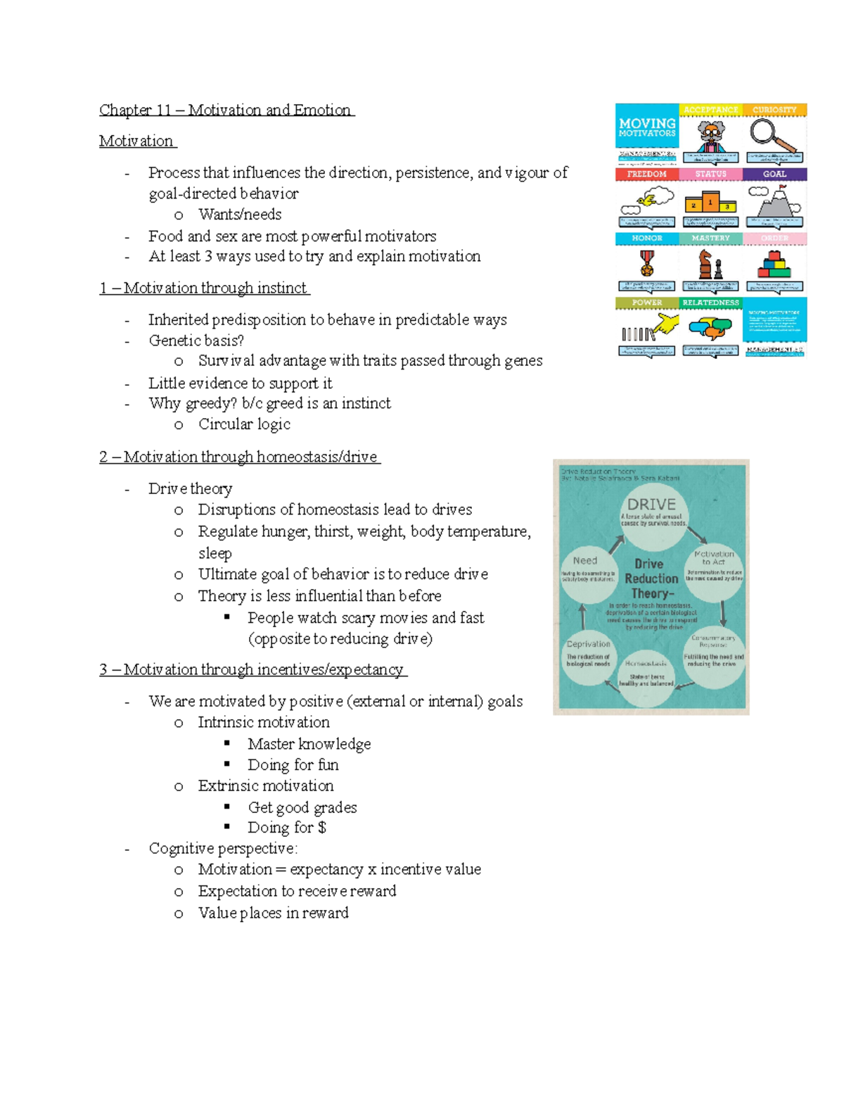 Chapter 11 - Chapter 11 – Motivation And Emotion Motivation Process ...