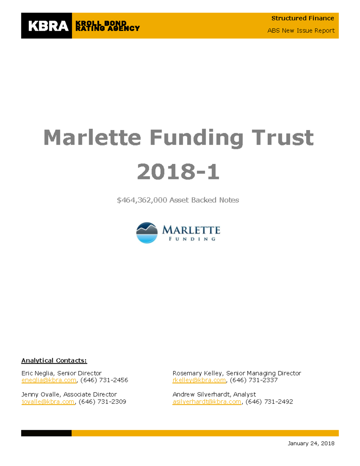 Marlette Trust KBR Report Structured Finance ABS New Issue Report