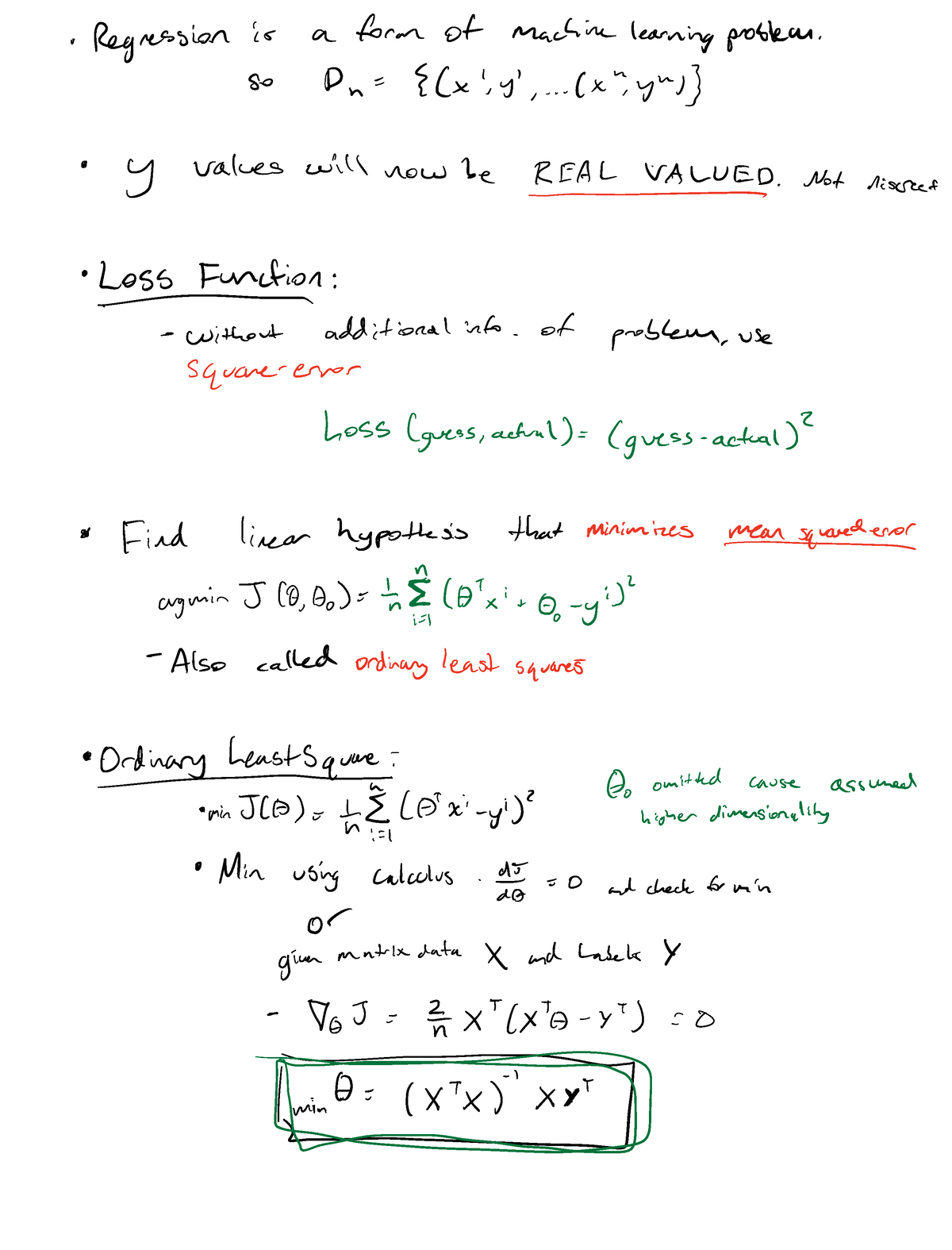 Lecture 5 Regression Regression Is A Form Of Machine Learningproblem So Dn X Y Xn Ym Y Values 4273