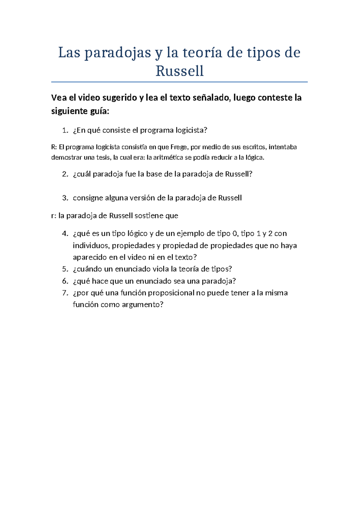 Las paradojas y la teoria de tipos de Russell - Las paradojas y la ...