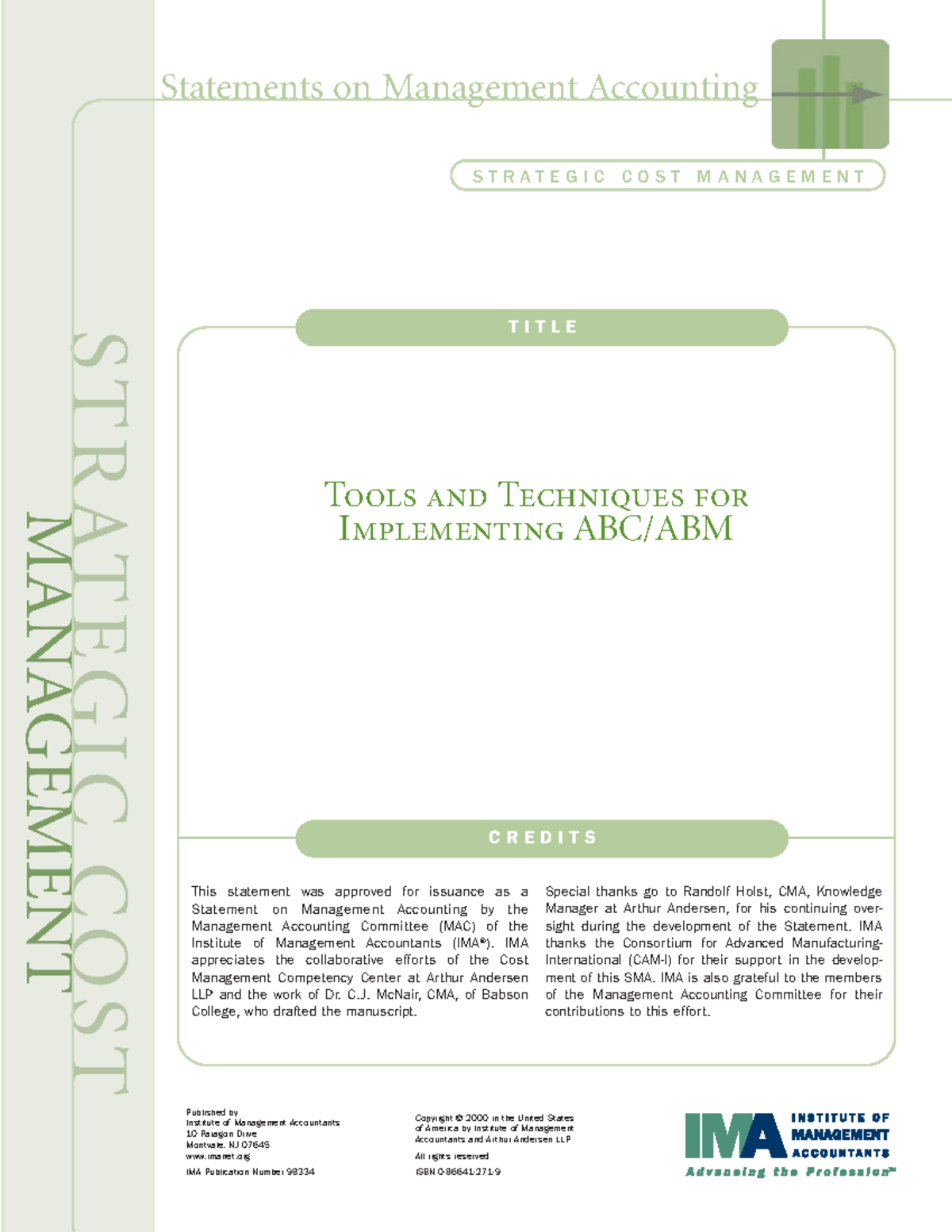 Tools and Techniques for Implementing ABC ABM - Statements on ...
