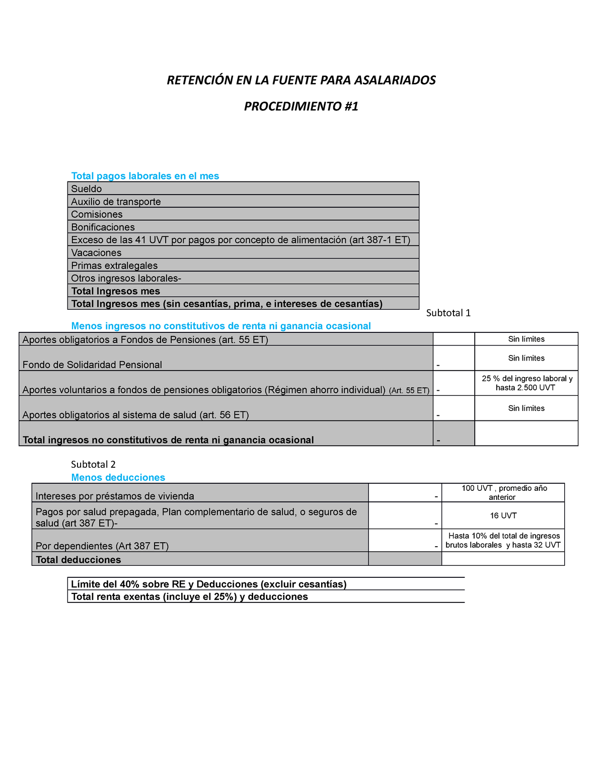 Retención EN LA Fuente Procedimiento #1 - RETENCIÓN EN LA FUENTE PARA ...