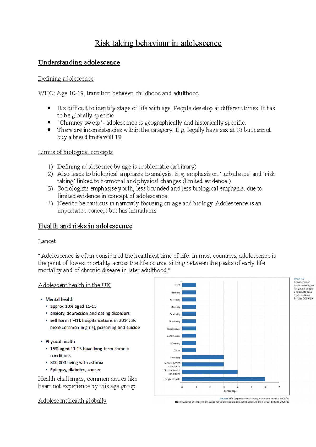 Human Development W7 Risk taking behaviour in adolescence - Risk taking ...