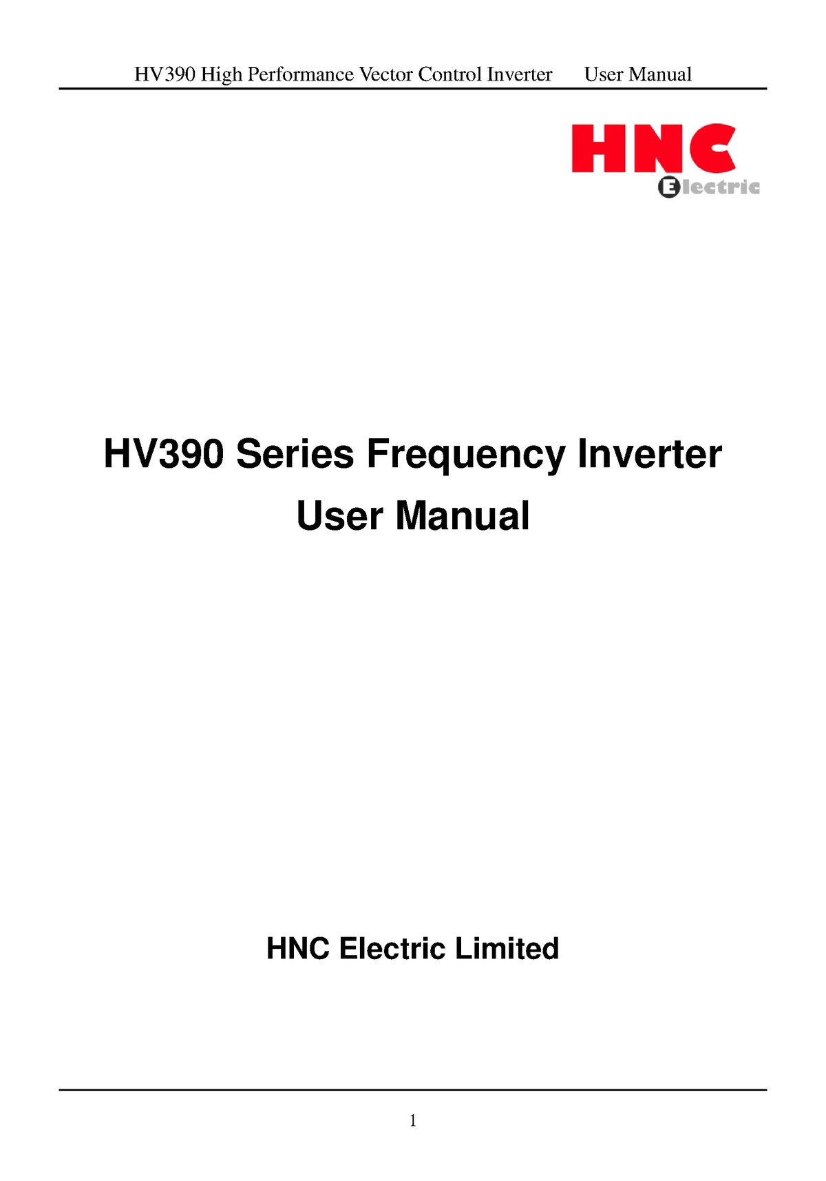 Manual HNC - HV390 Series Frequency Inverter User Manual HNC Electric ...