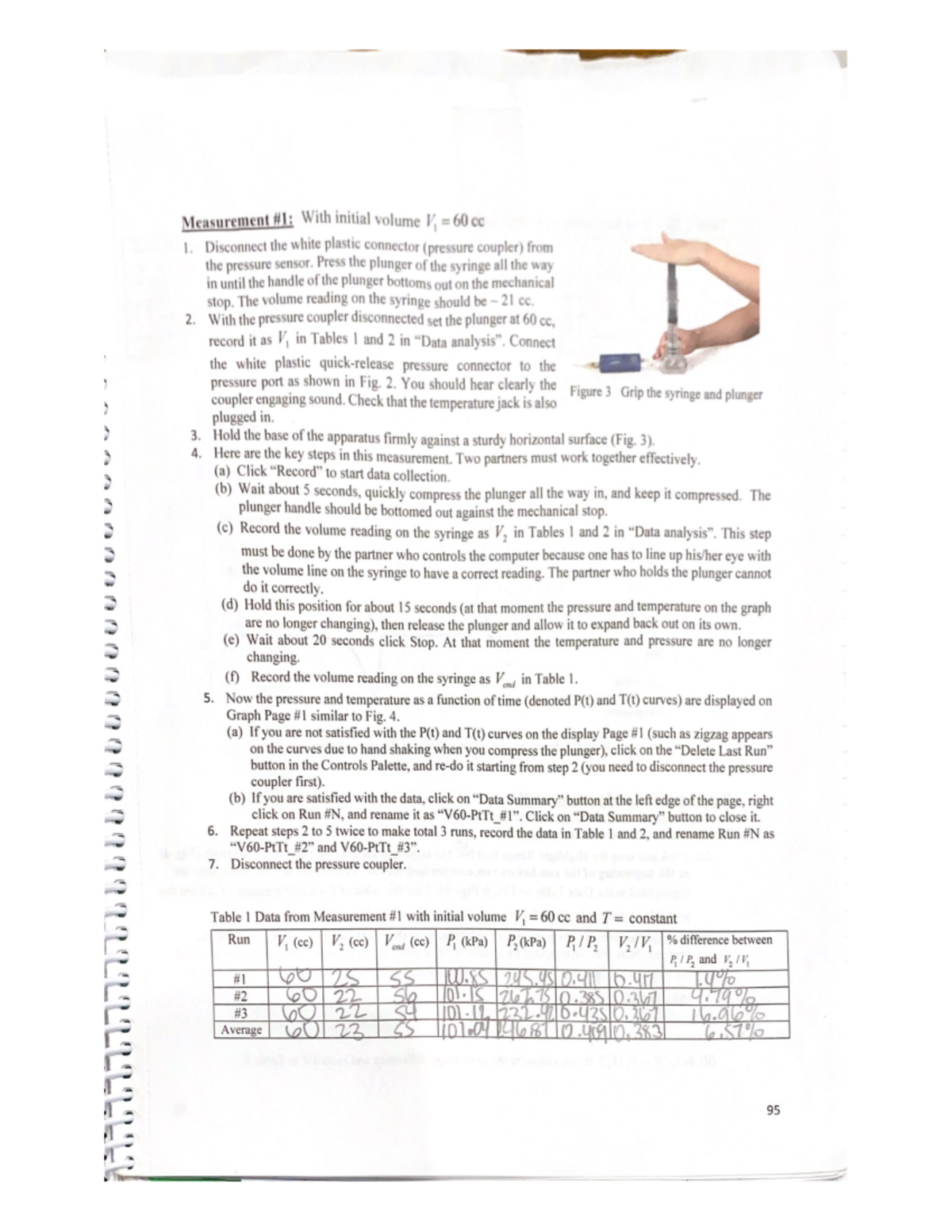 Gen Phy Lab 40 Lecture Notes Measurement With Initial Volume V1 60