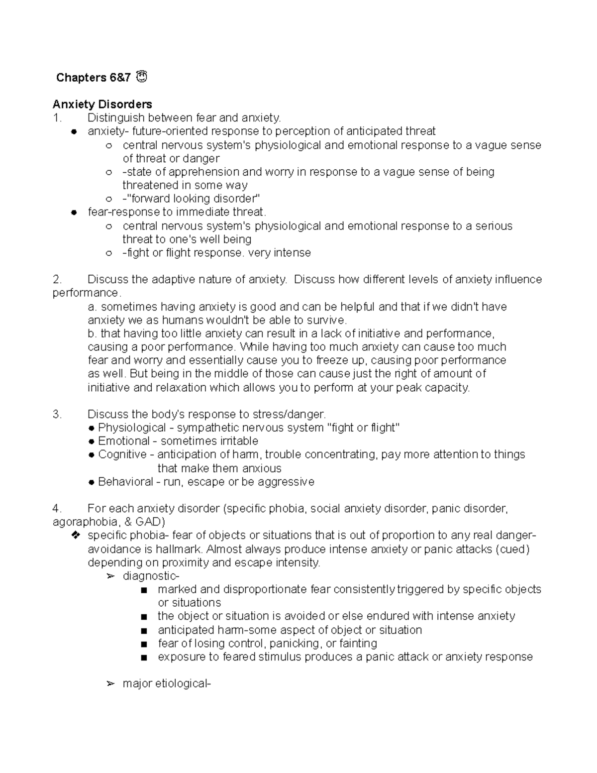 Psych 422 Test 2 Study Guide - Chapters 6&7 🐀 Anxiety Disorders ...