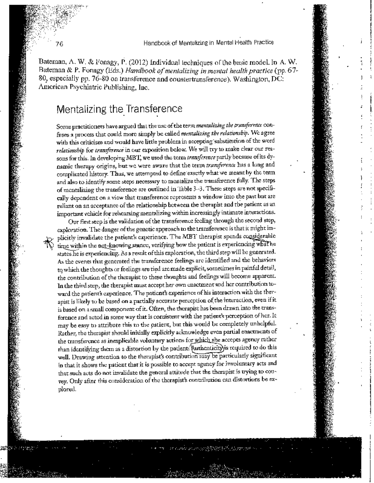 2-Bateman Fonagy - Article - SOWK 7310 - Studocu