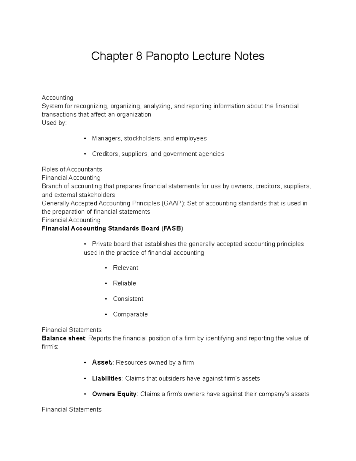Chapter 8 Panopto Lecture Notes - Chapter 8 Panopto Lecture Notes ...