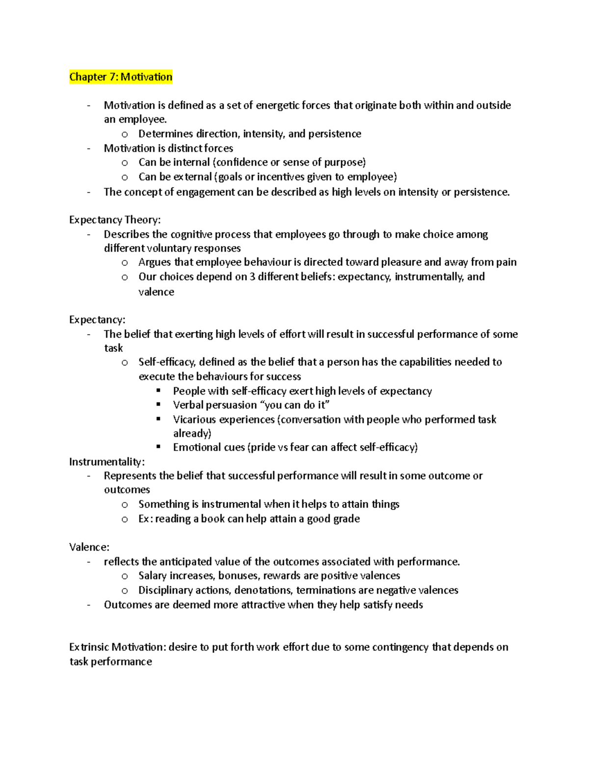 Adms 2400 Ch 7 notes and lecture materials - Chapter 7: Motivation ...
