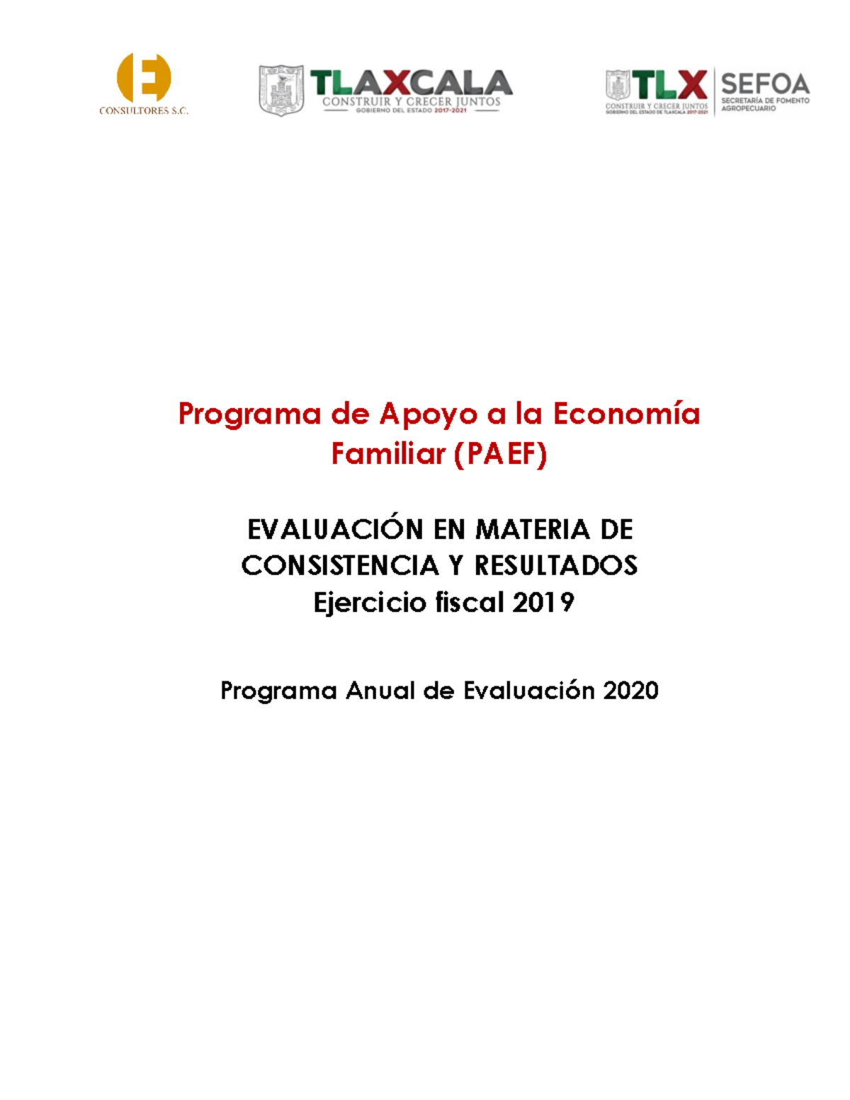 PAEF ECy R 2019 Informe final - DirecciÛn TÈcnica de EvaluaciÛn del ...