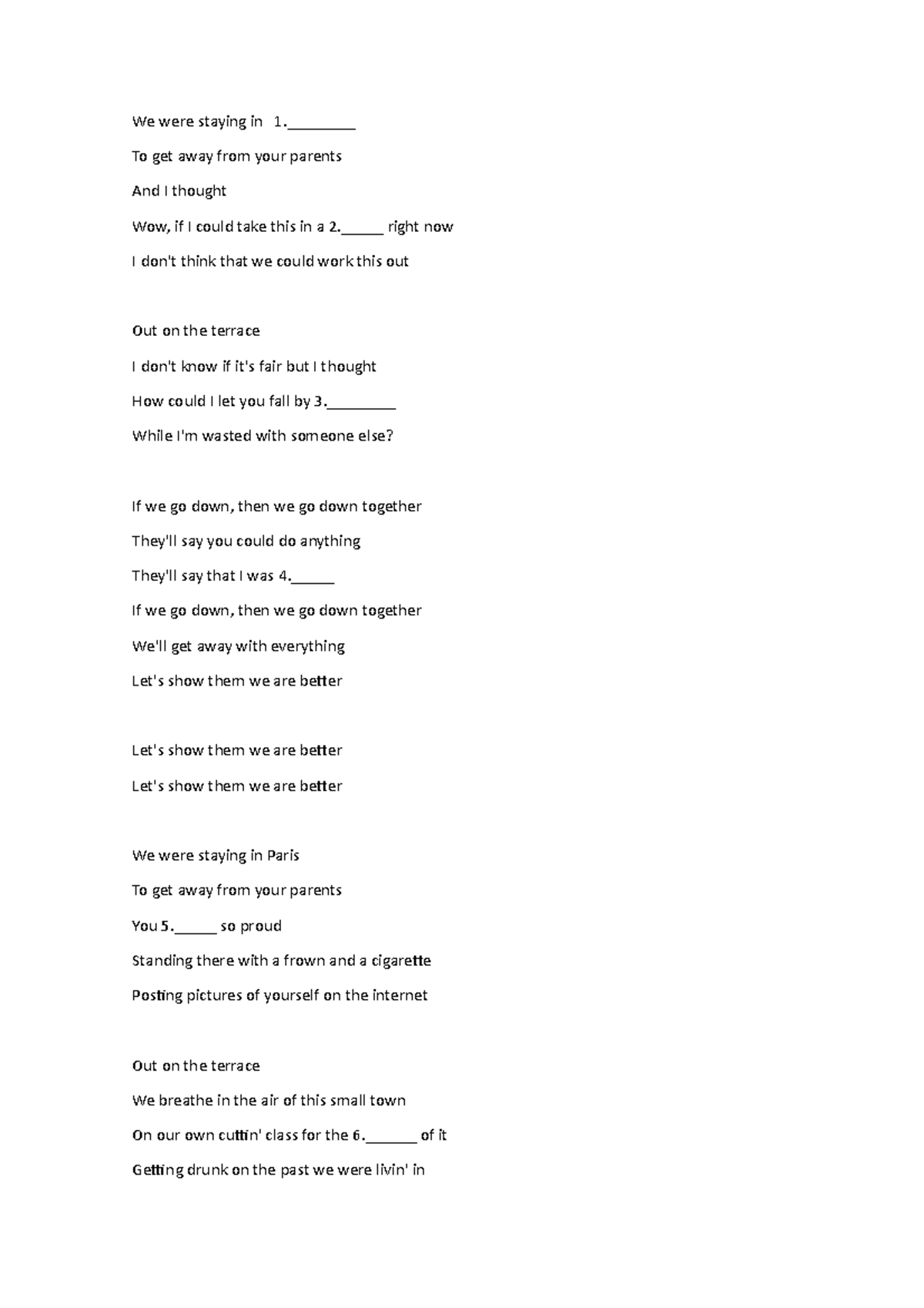 We were staying in Pris English We were staying in 1.________ To