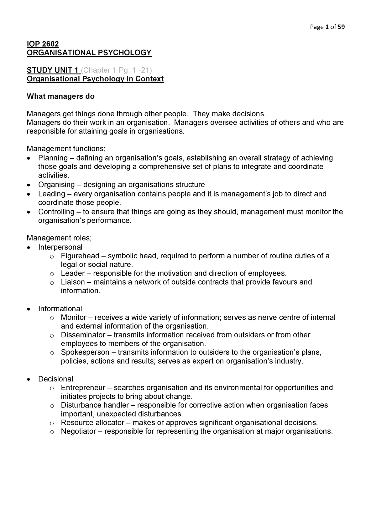 Organisational Psychology - Page 1 Of 59 Iop 2602 Organisational 