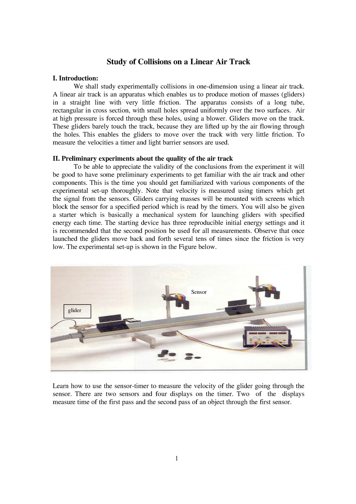 linear air track experiment introduction