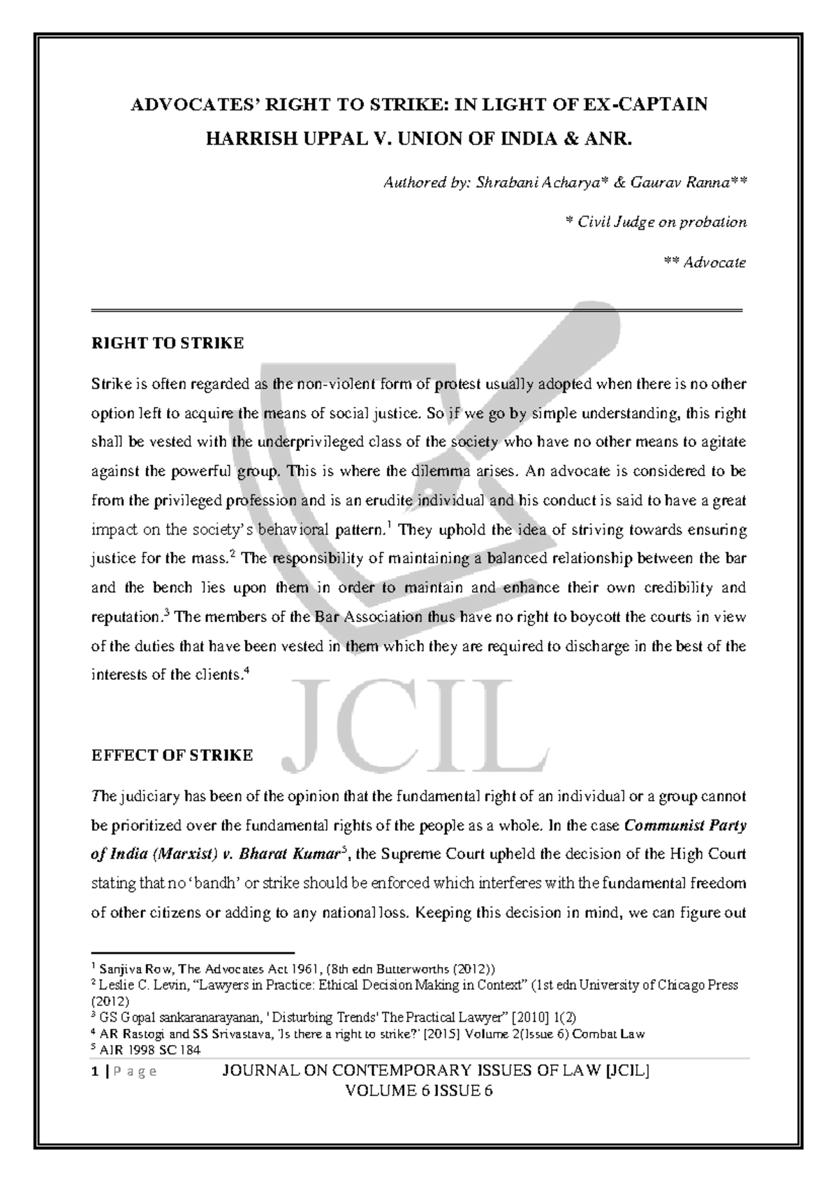 Advocate - NONE - 1 | P a g e JOURNAL ON CONTEMPORARY ISSUES OF LAW ...