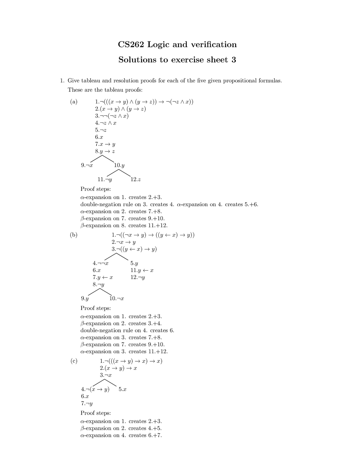 Exercise Sheet 3 With Solutions Logic And Verification Cs262 Studocu