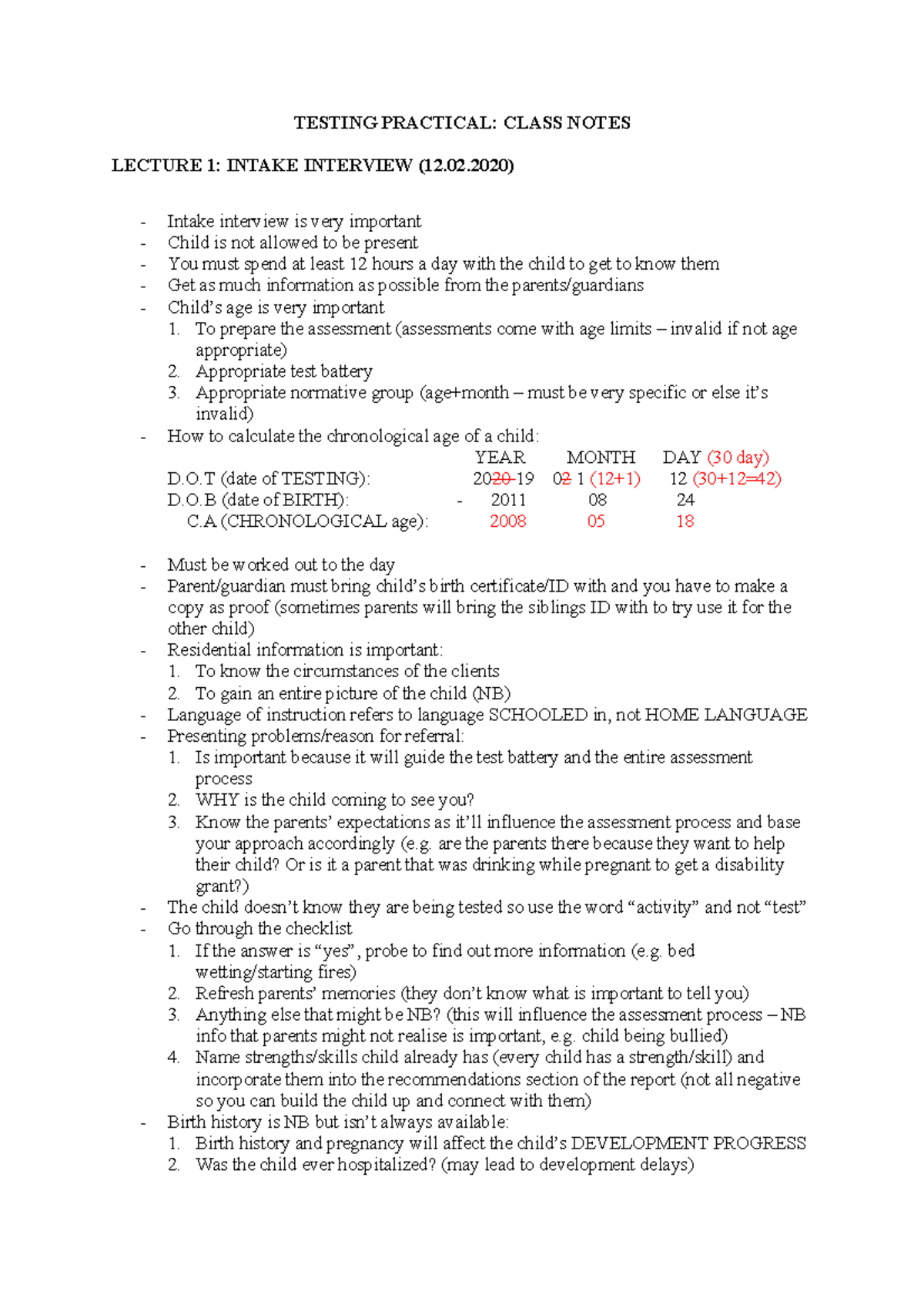 Class Notes - Testing Practicals - TESTING PRACTICAL: CLASS NOTES ...