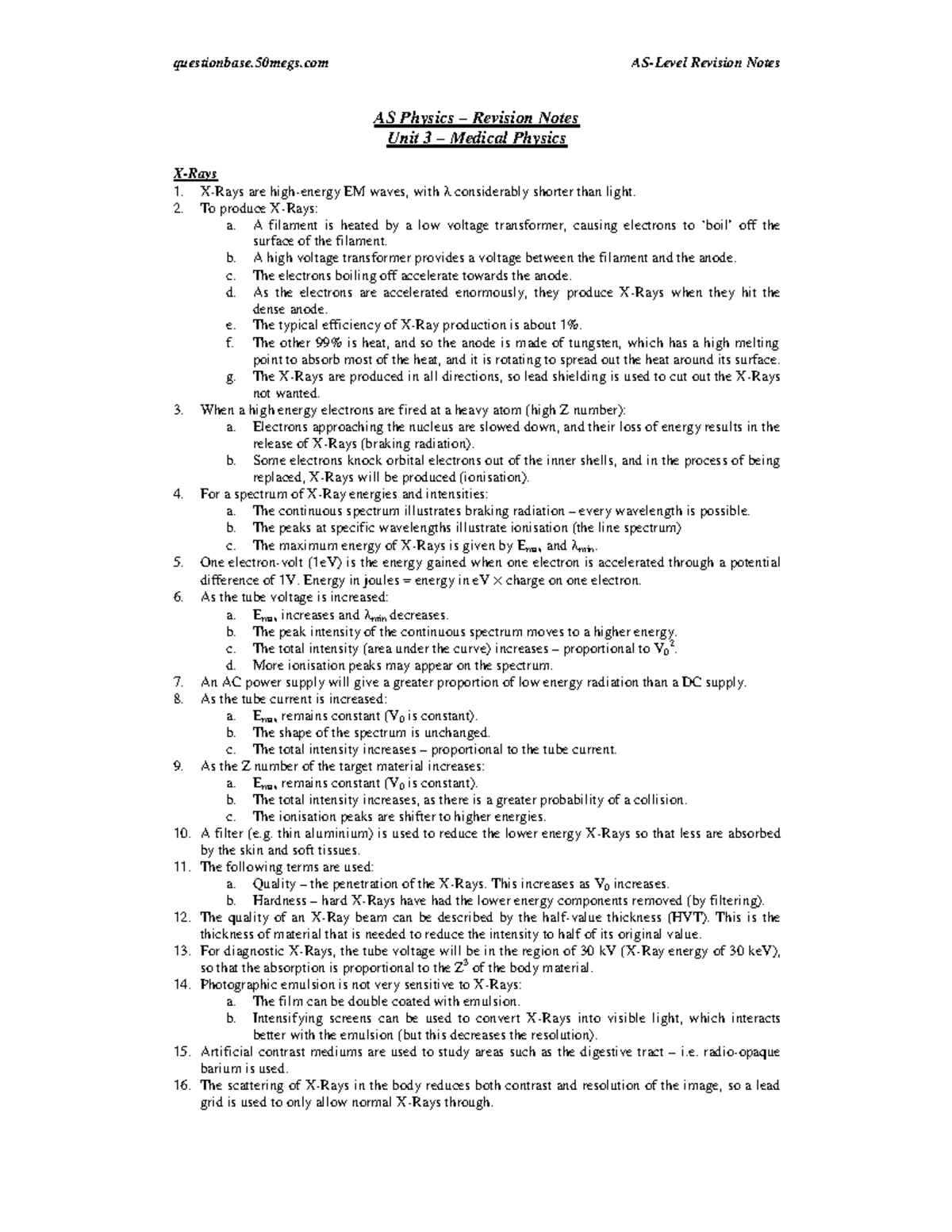 physics as notes 3 - questionbase.50megs AS-Level Revision Notes AS ...