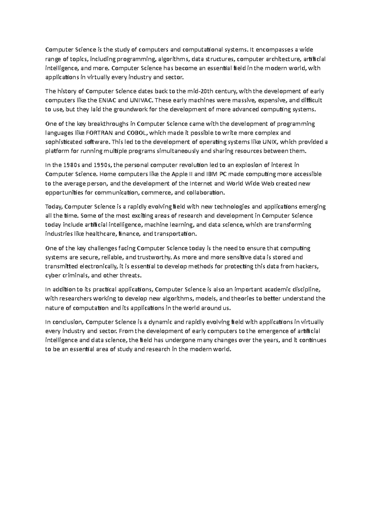 1 - ghjghjghj - Computer Science is the study of computers and ...