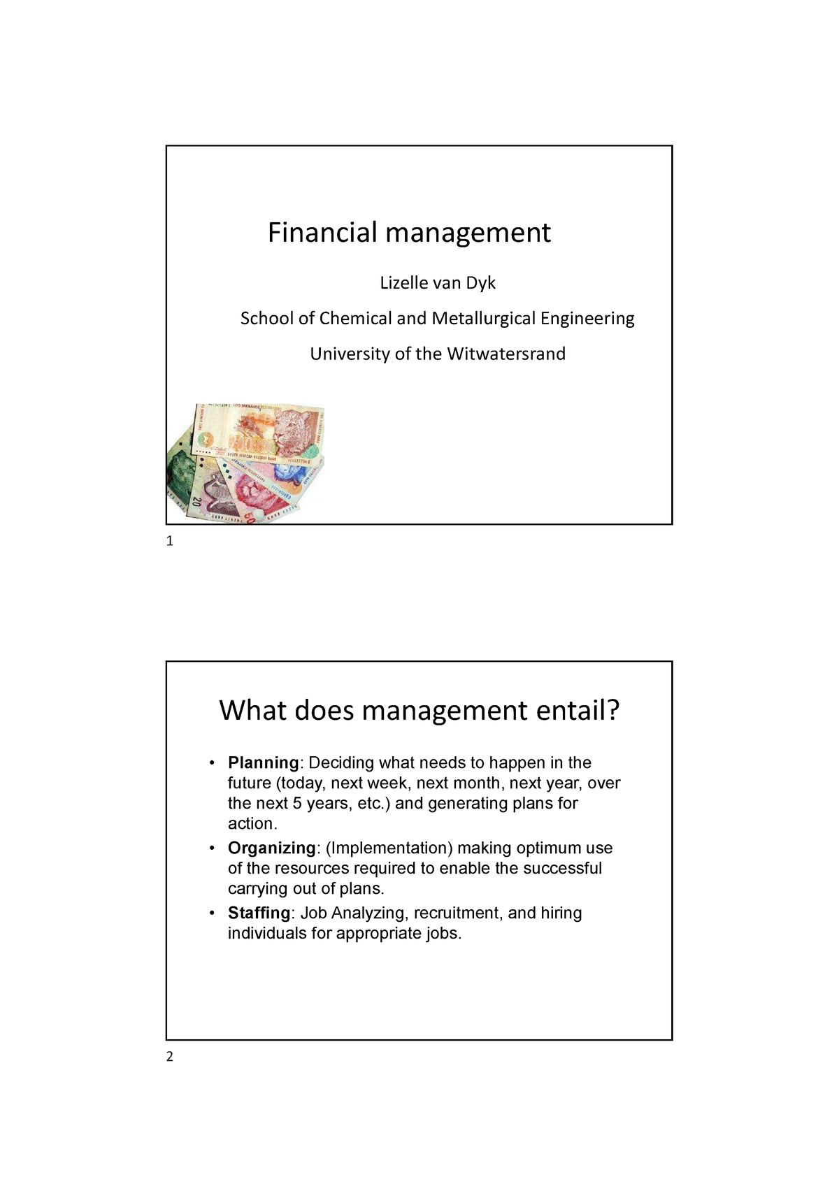 Financial Management Notes - Wits University - Studocu