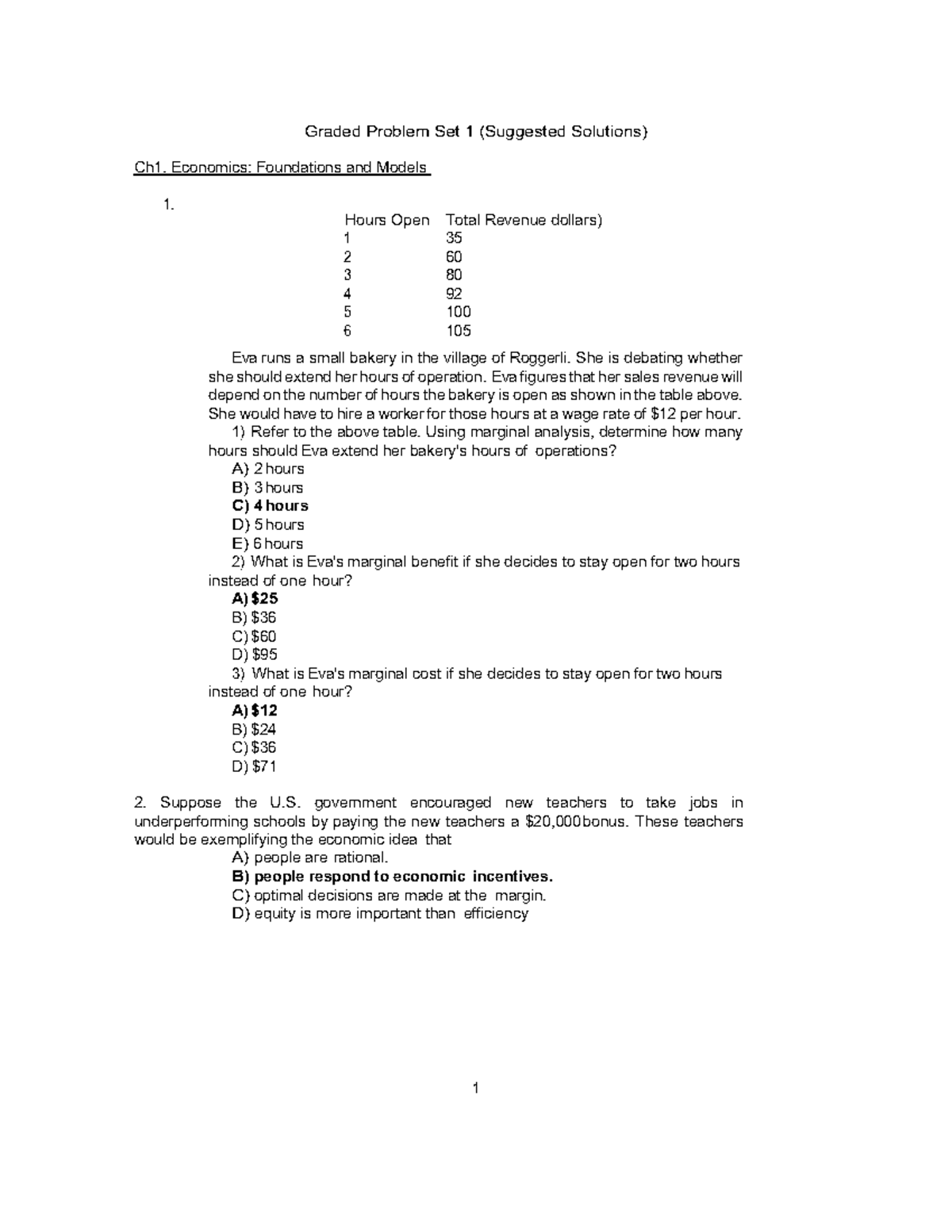 Problem Set 1 (Suggested Solutions) - Graded Problem Set 1 (Suggested ...